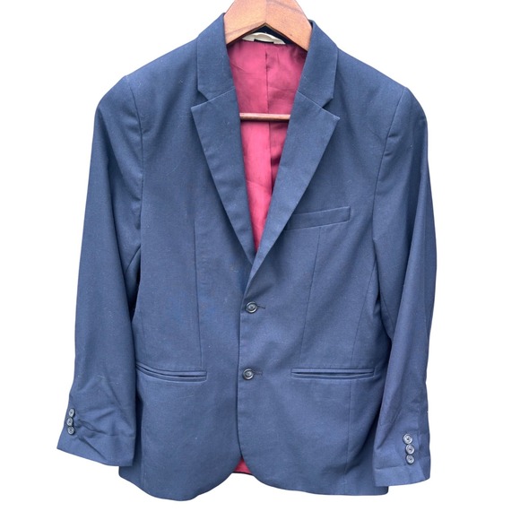 Unbranded Other - Blazer Boys Navy Blue Good Two Button Burgundy Lining Kids Size 14